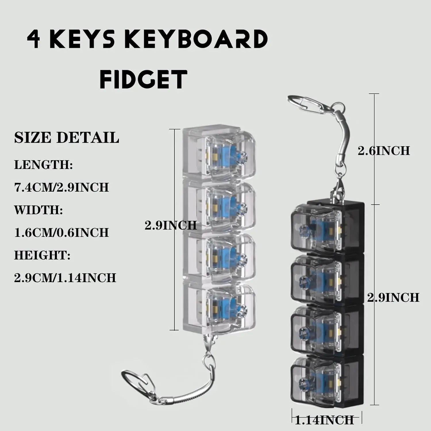 LED Keyboard Key Chain Fidget Toy